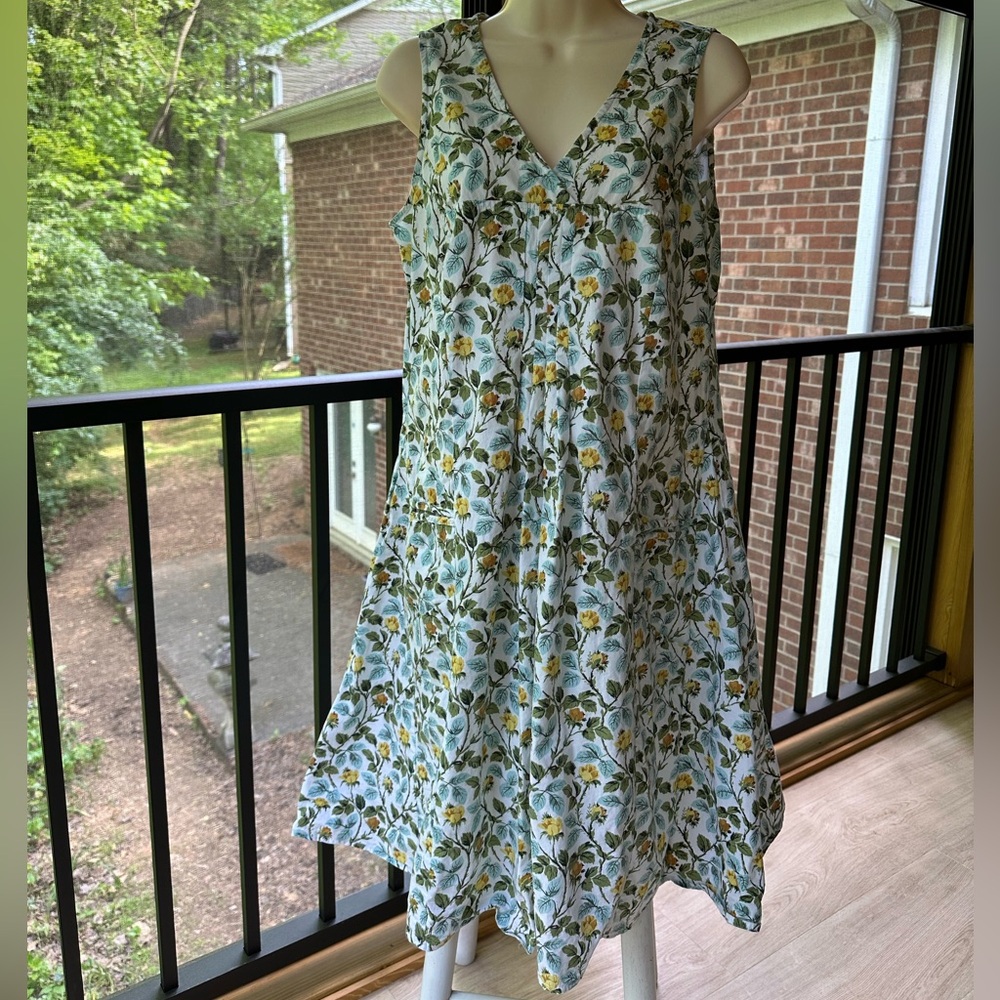Bloomcore Ditsy Floral Boutique All Cotton Summer V-Neck Dress with Pockets ~ S - Picture 5 of 12